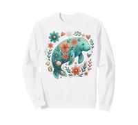Retro Floral Boho Manatee Summer Coastal Ocean Lover Sweatshirt