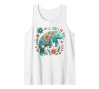 Retro Floral Boho Manatee Summer Coastal Ocean Lover Tank Top
