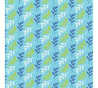 Retro Floral -Co Ordination from Fabric Freedom - 100% Cotton British Designed Craft Fabrics for Patchwork and Quilting Co-ordinated Colours and Prints - (Price per/Quarter Metre) (Blue/Leaves)