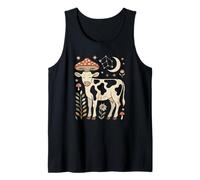 Retro Floral Heifer Resting Among Magical Wild Mushrooms Tank Top
