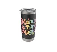 Retro Floral Mama is Pure Magic Pastel Typography Art Stainless Steel Insulated Tumbler