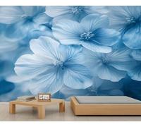 Retro Floral Mural for Bedroom Blue Flower Wall Mural Watercolor Floral Photo Wallpaper Tropical Flowers Botanical Murals Hd Printing Wallpaper for Living Room 365 x 254 cm
