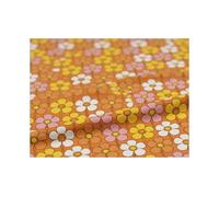 Retro Floral Pattern Fabric Polycotton Cotton Velvet Silk by The Metre Digital Print Half Yard Cut Quilt Quilting Stitching 130 cm Wide D-36