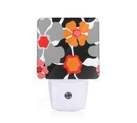 Retro Floral Pattern Print Plug-in Night Light for Bedroom Hallway Bathroom Mounted Lighting Dorm Home Decor