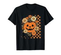Retro Floral Pumpkin Jack O Lantern Halloween Spooky Season T-Shirt