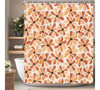 Retro Floral Shower Curtain for Bathroom, Boho Abstract Floral Shower Curtain Daisy Flowers Bathroom Curtains Decor, Waterproof Botanical Groovy Bath Curtains with 12 Hooks, Orange-1 70X90 Inch