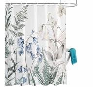 Retro Floral Shower Curtain for Bathroom, Botanical Farmhouse Beige Rustic Leaf Flower Waterproof Cloth Fabric Bathroom Accessories Set with 12 Rust Proof Plastic Hooks, 60” x 72”
