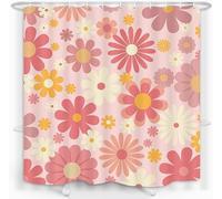 Retro Floral Shower Curtain Hippie Girl Shower Curtains for Bathroom Mould Resistant Fabric 3D Bathtub Curtain Waterproof Polyester Washable 90x180 cm (35 x 71 Inch) with 8 Hooks c.2719