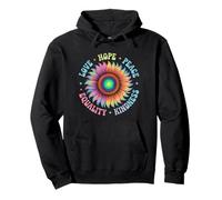 Retro Floral Sunflower Design Featuring Human Rights Peace Pullover Hoodie