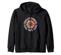Retro Floral Sunflower Design Featuring Human Rights Peace Zip Hoodie