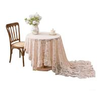 Retro Floral Table Cloth 140cm Square Lace Edge(Beige 140 * 140cm [217g])