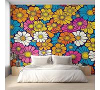 Retro Floral Wallpaper for Living Room, Daisy Colorful Flower Wall Mural for Bedroom, Non-woven Photo Wallpaper Home Decor 200X150cm, Wall Decoration D22