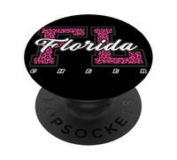 Retro Florida Cheer Pink Leopard Collegiate State Art PopSockets Adhesive PopGrip