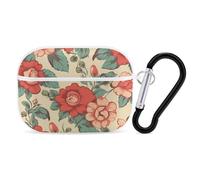 Retro Flower AirPod Pro Case, Anti Scratch Hard PC Cover with Keychain, AirPod Pro 2nd/1st Case Accessories for Women Men, White-Style