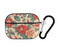 Retro Flower AirPod Pro Case, Anti Scratch Hard PC Cover with Keychain, AirPod Pro 2nd/1st Case Accessories for Women Men, Black-Style