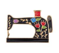 Retro Flower Black Sewing Machine Enamel Badge Creative Metal Clothing Bag Versatile Accessory Graduation Gift for Her