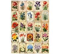 Retro Flower Collage Puzzles for Adults 1000 Pieces, Nature Plant Vintage Floral Art Jigsaw Puzzles, Spring Beautiful Colorful Challenging for Adults