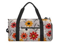 Retro Flower Design Gym Bag Travel Duffel Bags for Men Women Large Weekender Bags Carry On Overnight Duffle Bag with Shoe Compartment for Workout, style, One Size