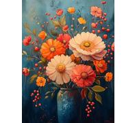 Retro Flower Diamond Painting, 5D Diamond Art Kits Adults, Crystal Art Mosaic Kits for Kids Beginner 30x40cm, DIY Crafts for Adults, Gem Embroidery Canvas Kit for Home Decor Woman Gifts s-631