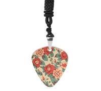 Retro Flower Guitar Pick Necklace Exquisite Cool Pendant Necklaces Titanium Steel Personalized Necklaces Fashion Guitar Pick Holder Necklace Unisex Unique Gifts