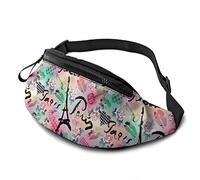 Retro Flower Heart Paris Casual Fanny Waist Pack Bag Adjustable Lightweight Sport Belt Waist Bag for Sports Running Hiking Biking Walking