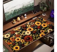 Retro Flower Large Gaming Mouse Pad, 800x400x3mm Extended gaming mouse mat XXL improved Precision and Speed Mousemat with Stitched Edges, Desk Mat for Keyboard and Mouses