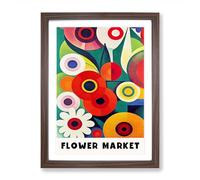 Retro Flower Market Exhibition No.11 Framed Print | A2 Walnut Framed Wall Art | Ready to Hang | Retro Floral Picture | Living Room Bedroom Lounge Office