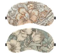 Retro Flower Pattern 2 Piece Eye Mask, Sleeping Eye Mask for Side Sleeper, Zero Eye Pressure Night Blindfold, Adjustable Sleep Cover, Completely Block Out Light Eye Shade