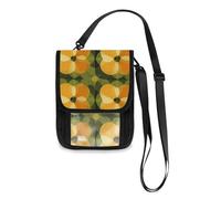 Retro Flower Patterns Orange and Green Travel Wallet Passport Holder Travel pouching Slim Lightweight Crossbody Bag with Adjustable Strap