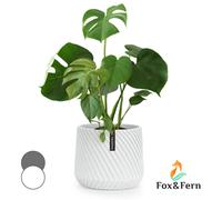Retro Flower Pot Garden Planter Stand Indoor Home Decor Polystone Medium White