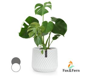 Retro Flower Pot Garden Planter Stand Indoor Home Decor Polystone Medium White