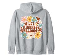 Retro Flower Power Positivity Graphic "Let Kindness Bloom" Zip Hoodie