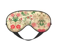 Retro Flower Print Sleep Mask Eye Masks Blindfold Eye Cover Eyeshade for Night Sleeping Travel Airplane Ues
