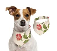Retro Flower Printed,Dog Bandanas Cotton Pet Scarf Adjustable Bibs for Pet,M