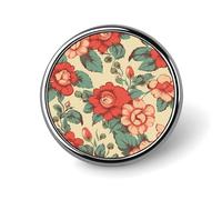 Retro Flower Round Badge for Men Women, Durable & Stylish Lapel Pins, Lightweight Metal Badges for Shirts, Jackets, Hats