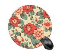 Retro Flower Round Mouse Pad 7.8 Inch, Portable Gaming Mouse Mat with Non-Slip Rubber Base & Smooth Surface, Waterproof Mousepad for PC, Laptop, Computer, Office, Home