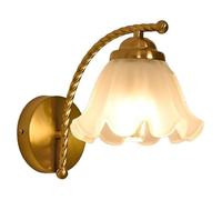 Retro Flower Shape Frosted Glass Wall Sconce Light | Elegant Wall Mount Lamp for Bedroom Living Room and Bedside Decor | Vintage Lighting Fixture