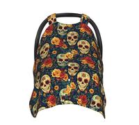 Retro Flower Skull Print Baby Car Seat Covers, Breathable Nursing Cover Breastfeeding Cover, Stroller Covers, Multi-use Infant Carseat Canopy, Baby Boys Girls Newborn Essentials