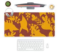 Retro Flowers and Leaves Desk Pad Mouse and Keyboard Mat with Non-Slip Rubber Base Smooth Face Mouse Keyboard Pad 80X40 CM Large Mousemat Office Desk Decor Gift Deskpad for School Home Office Gaming