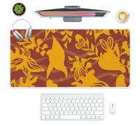 Retro Flowers and Leaves Desk Pad Mouse Mats for Desk with Non-Slip Rubber Base Smooth Face Gaming Mouse Pads 80X30 CM Gaming Mousemat Office Decor Home Office Gifts Mousepad Large for School Home