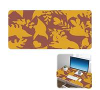Retro Flowers and Leaves Desk Pad Non-Slip Gaming Mouse Mat with Smooth Surface Pu Leather Gaming Mouse Pad 90X42 CM Mousemat Office Accessories for Desk Gift Mousepad for School Home Office Table
