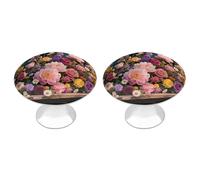 Retro Flowers Cabinet Knobs, 2-Pack Silver Stainless Steel Drawer Pulls with Screws, Elegant Hardware for Dressers, Kitchen,Cabinets & Desks