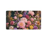 Retro Flowers Desk Mat 40X75cm, Non-Slip Rubber Base with Stitched Edges, Waterproof Desk Pad for Keyboard & Mouse, Large Mouse Pad for Office Gaming