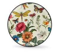 Retro Flowers Dragonflies Butterflies Tire Cover for Car SUV RV Trailer Truck, Waterproof Dustproof Universal 15 Inch Wheel Protector, All Weather Spare Tire Cover with Elastic Fit