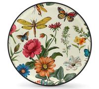 Retro Flowers Dragonflies Butterflies Tire Cover for Car SUV RV Trailer Truck, Waterproof Dustproof Universal 17 Inch Wheel Protector, All Weather Spare Tire Cover with Elastic Fit
