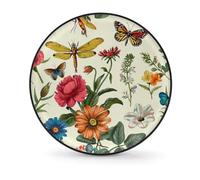 Retro Flowers Dragonflies Butterflies Tire Cover for Car SUV RV Trailer Truck, Waterproof Dustproof Universal 14 Inch Wheel Protector, All Weather Spare Tire Cover with Elastic Fit