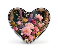 Retro Flowers Heart Pin, 1 Inch Metal Love Lapel Pins - Lightweight, Smooth Edges, Versatile Badge Brooch for Jackets, Shirts, Bags, Gifts for Friends, Family