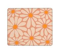 Retro Flowers Mouse Pad Cute Aesthetic Mouse Pads for Laptop Wireless Mouse Square Office Computer Mousepad for Desk with Non-Slip Rubber Base Mouse Mat, 9.5×7.9 in, Retro Orange