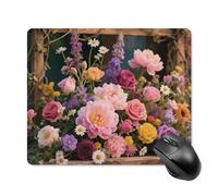 Retro Flowers Mouse Pad - Non-Slip Rubber Base Ultra-Thin Desk Mat Waterproof & Portable Mousepad for Gaming, Office, Design 18 * 22cm
