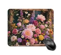Retro Flowers Mouse Pad - Non-Slip Rubber Base Ultra-Thin Desk Mat Waterproof & Portable Mousepad for Gaming, Office, Design 20 * 25cm